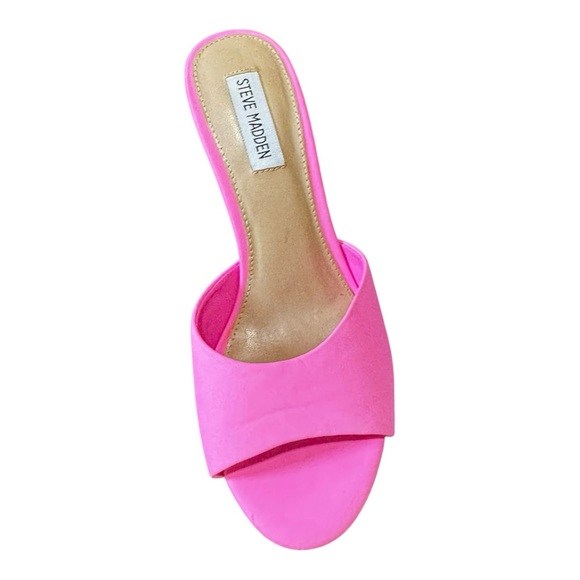 Steve Madden Erin Neon Pink Heeled Mule Sandals Vibrant Size 7.5 - Picture 2 of 10